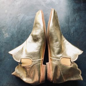 Unusual Handmade gold ankle boots